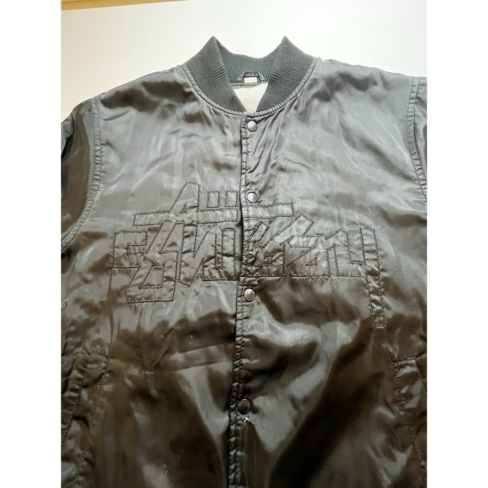 Stussy Varsity Black Satin Bomber Jacket- XL Embroidered- Snaps VTG- Y2K- 1990s - Picture 2 of 13
